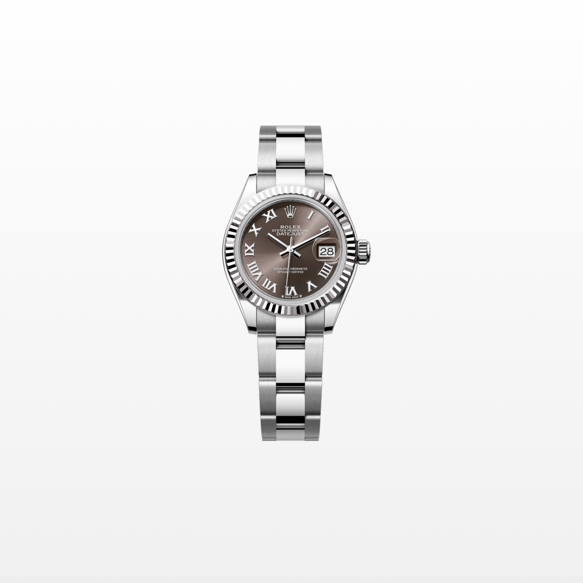 Rolex Lady-Datejust 28mm, 18k WG & Stainless Steel, Grey Roman, Oyster, Ref# 279174-0014, dated 2026