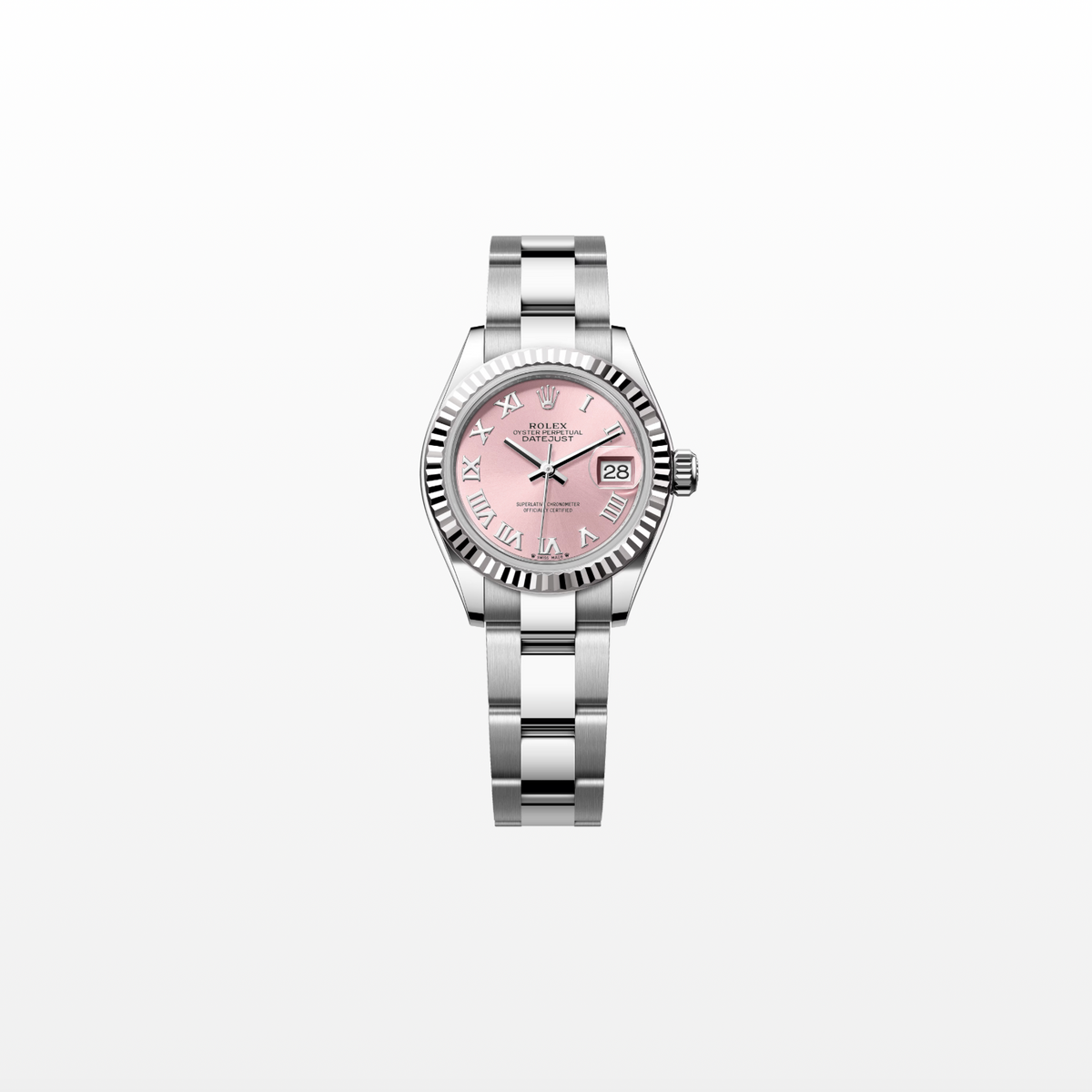 Rolex Lady-Datejust 28mm, 18k WG & Stainless Steel, Pink Roman, Oyster, Ref# 279174-0018, dated 2026