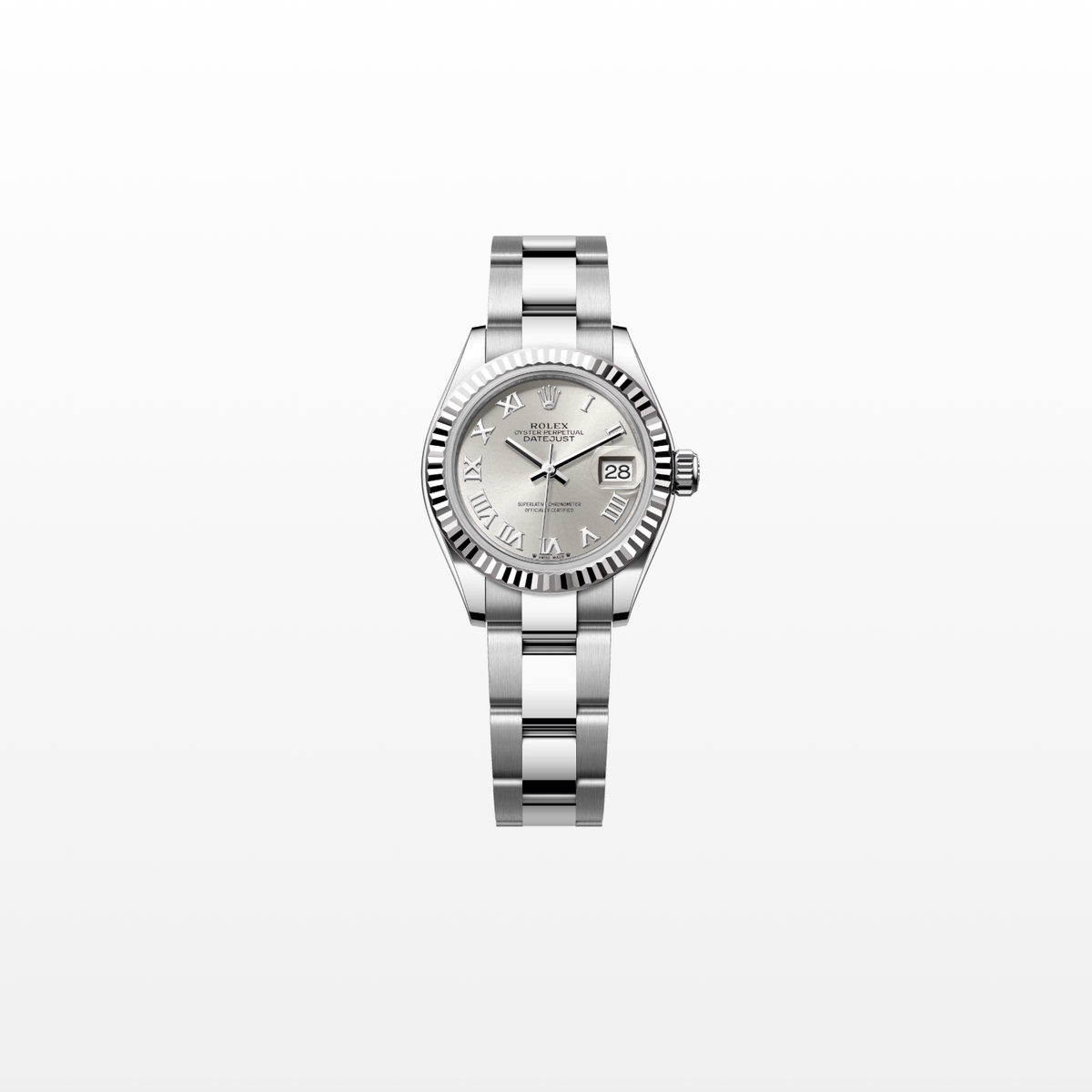 Rolex Lady-Datejust 28mm, 18k WG & Stainless Steel, Silver Roman, Oyster, Ref# 279174-0008, dated 2026