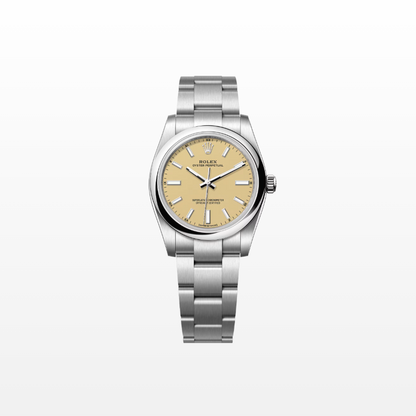 Rolex Oyster Perpetual 34mm, Stainless Steel, Beige, Ref# 124200-0007, dated 2025