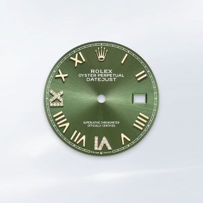 Rolex Datejust 36mm, 18k YG & Stainless Steel, Green Roman Diamond, Jubilee, Ref# 126233-0049, dated 2026