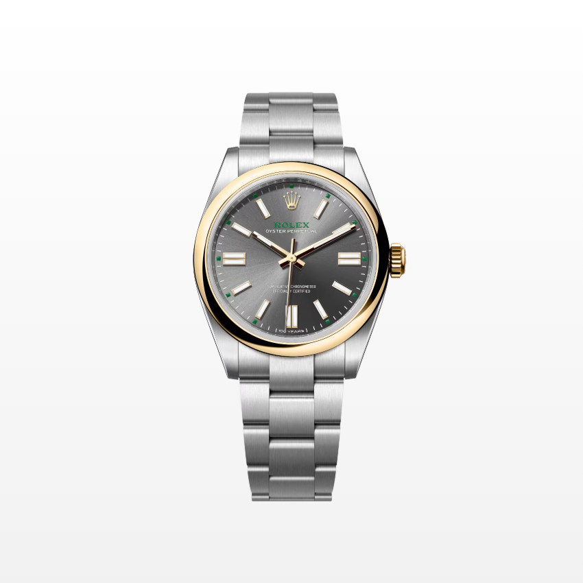 Rolex Oyster Perpetual 41mm, 18k YG & Stainless Steel, Slate, Ref# 134303-0001, dated 2026