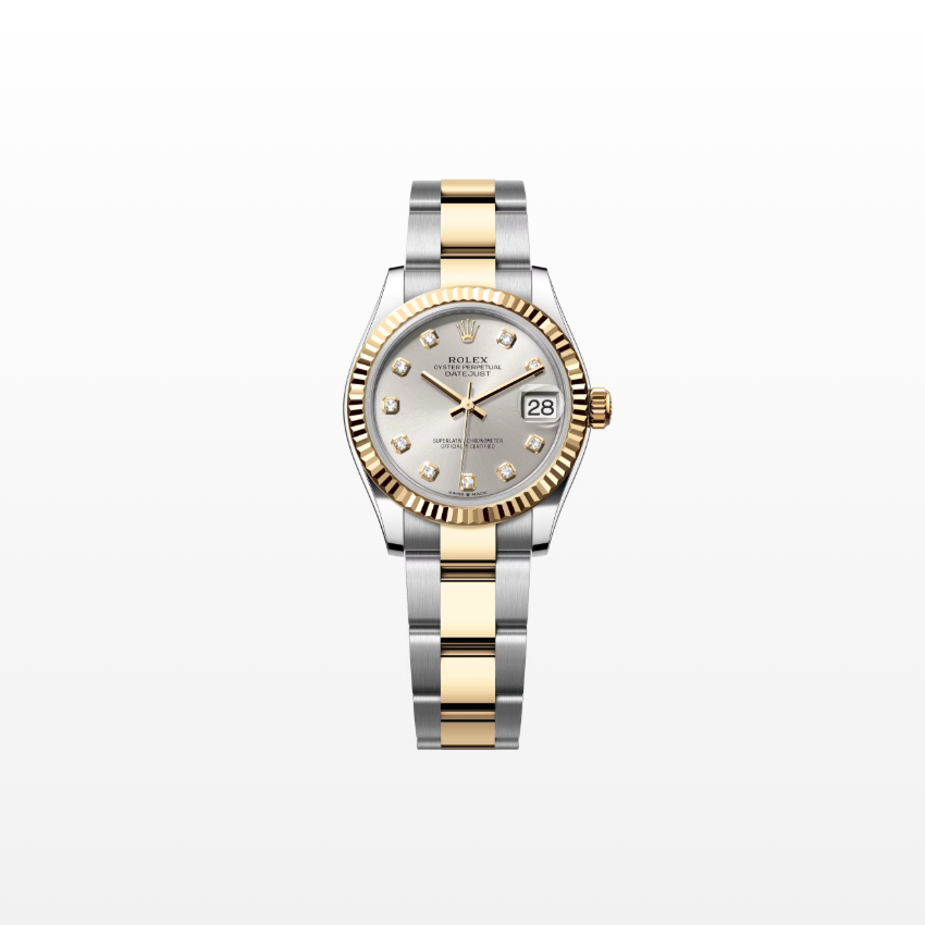 Rolex Datejust 31mm, 18k YG & Stainless Steel, Silver Diamond, Oyster, Ref# 278273-0019, dated 2026