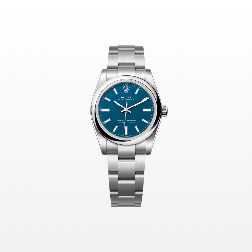 Rolex Oyster Perpetual 34mm, Stainless Steel, Blue, Ref# 124200-0011, dated 2026