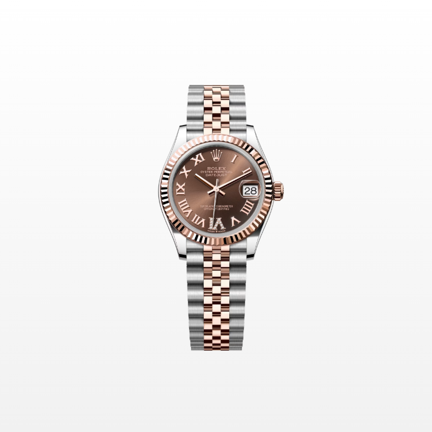 Rolex Datejust 31mm, 18k RG & Stainless Steel, Chocolate Roman Diamond, Jubilee, Ref# 278271-0004, dated 2026
