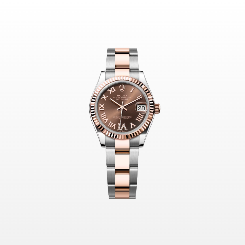 Rolex Datejust 31mm, 18k RG & Stainless Steel, Chocolate Roman Diamond, Oyster, Ref# 278271-0003, dated 2026