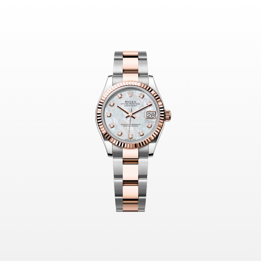 Rolex Datejust 31mm, 18k RG & Stainless Steel, Mother of Pearl Diamond, Oyster, Ref# 278271-0025, dated 2026