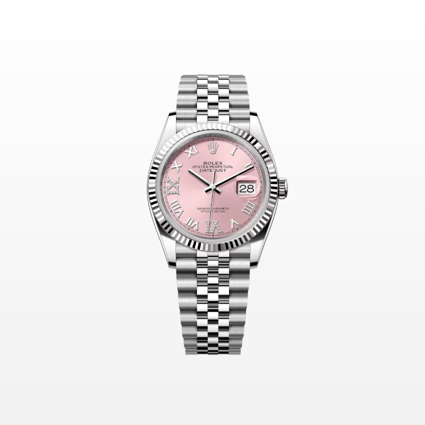 Rolex Datejust 36mm, Stainless Steel, Pink Roman Diamond, Jubilee, Ref# 126234-0031, dated 2025