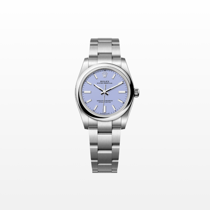 Rolex Oyster Perpetual 34mm, Stainless Steel, Lavender, Ref# 124200-0008, dated 2025