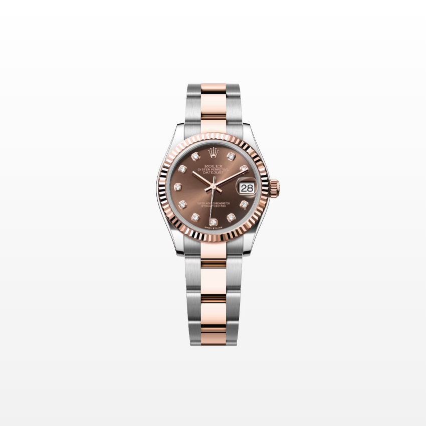 Rolex Datejust 31mm, 18k RG & Stainless Steel, Chocolate Diamond, Oyster, Ref# 278271-0027, dated 2026