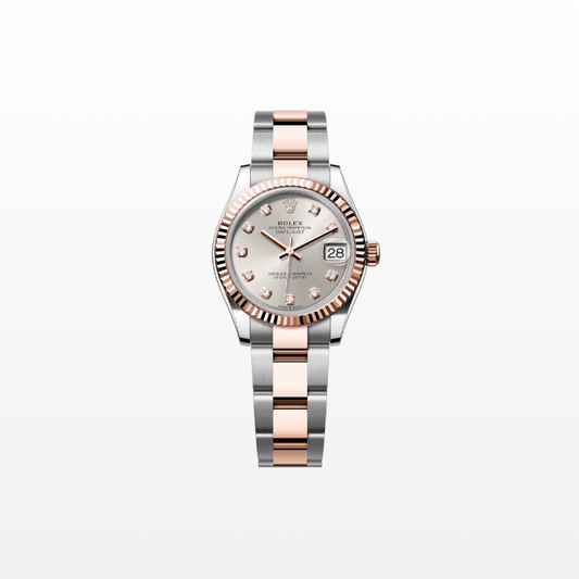 Rolex Datejust 31mm, 18k RG & Stainless Steel, Silver Diamond, Oyster, Ref# 278271-0015, dated 2026