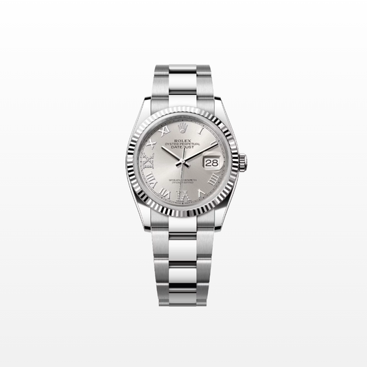 Rolex Datejust 36mm, Stainless Steel, Silver Roman Diamond, Oyster, Ref# 126234-0030, dated 2025