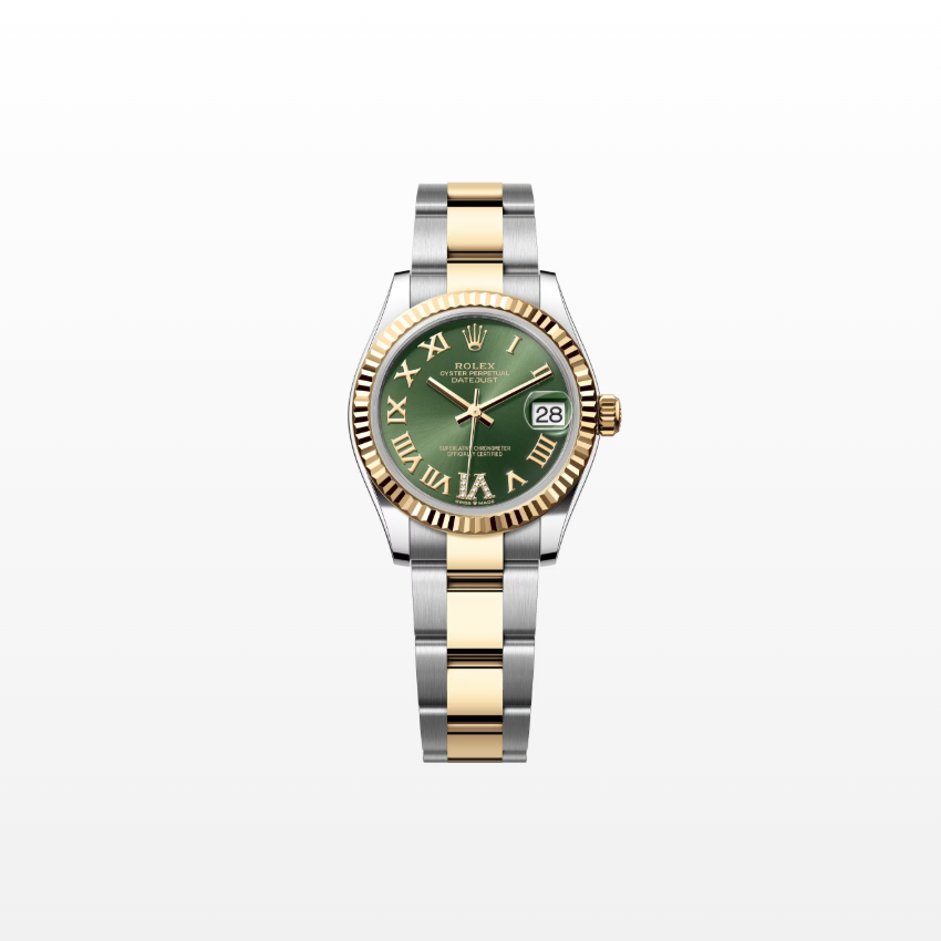 Rolex Datejust 31mm, 18k YG & Stainless Steel, Green Roman Diamond, Oyster, Ref# 278273-0015, dated 2026
