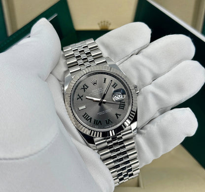 Rolex Datejust 41mm, Stainless Steel, Wimbledon, Slate, Jubilee, Ref# 126334-0022, dated 2024