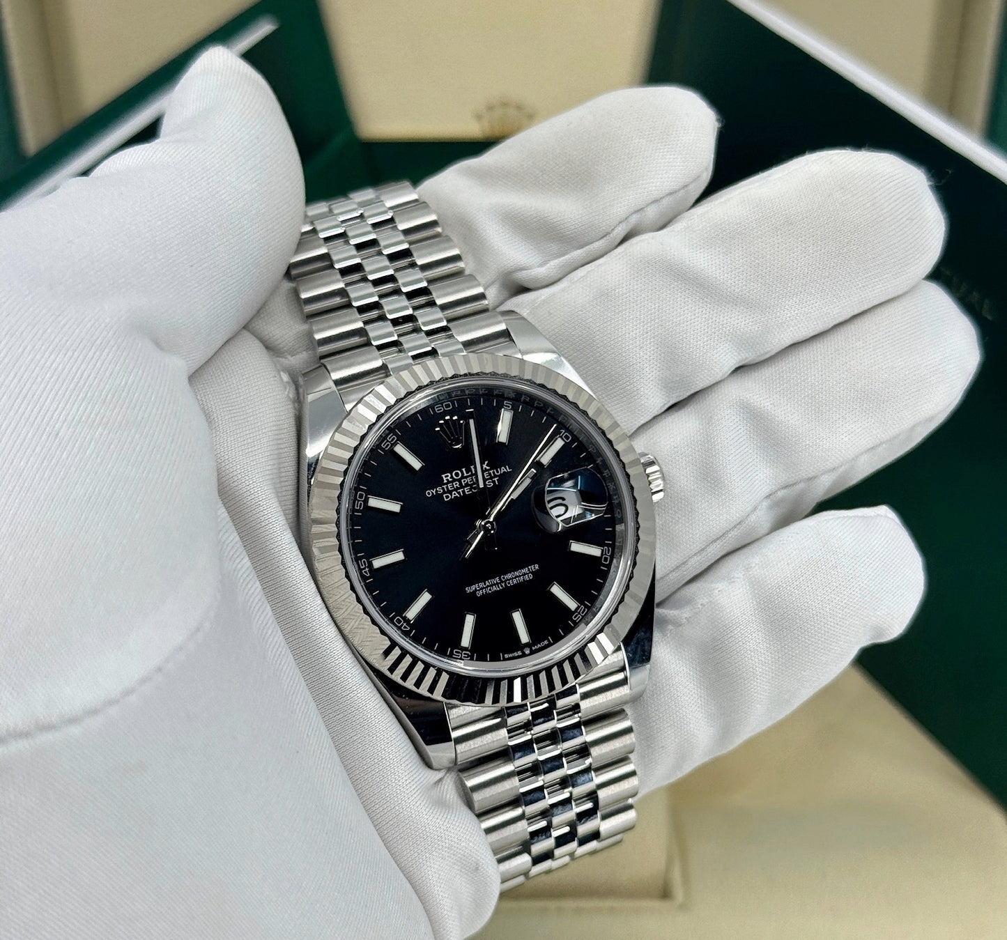 Rolex Datejust 41mm, Stainless Steel, Black, Jubilee, Ref# 126334-0018, dated 2024