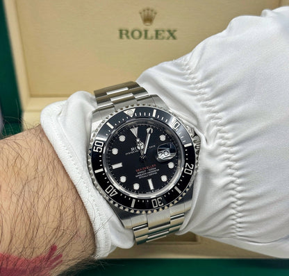 Pre-owned Rolex Sea-Dweller 43mm, Stainless Steel, Red Letters, Black, Ref# 126600, dated 2023