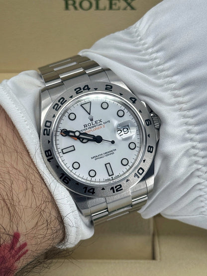 Pre-owned Rolex Explorer II, 42mm, Stainless Steel, Polar, White, Ref# 226570-0001, dated 2023