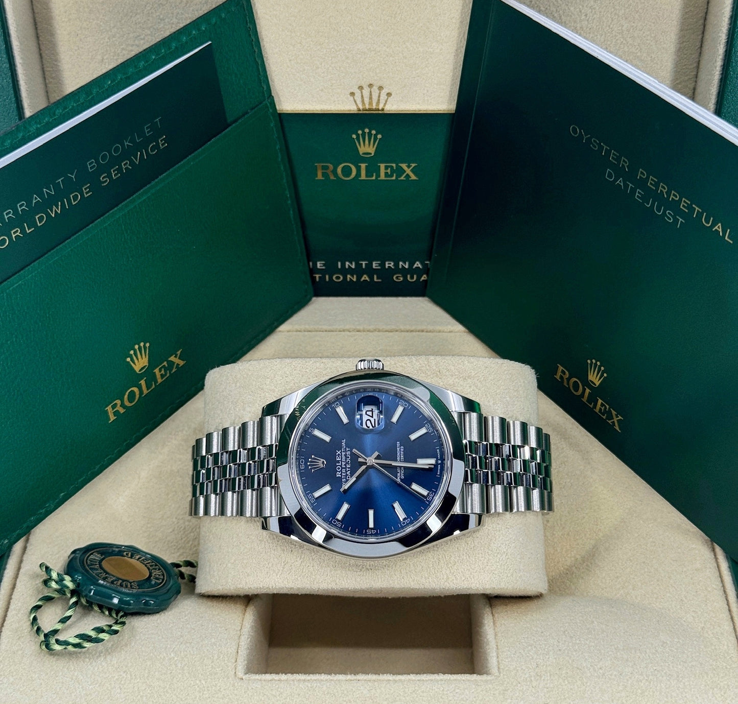 Rolex Datejust 41mm, Stainless Steel, Blue, Jubilee, Ref# 126300-0002, dated 2024