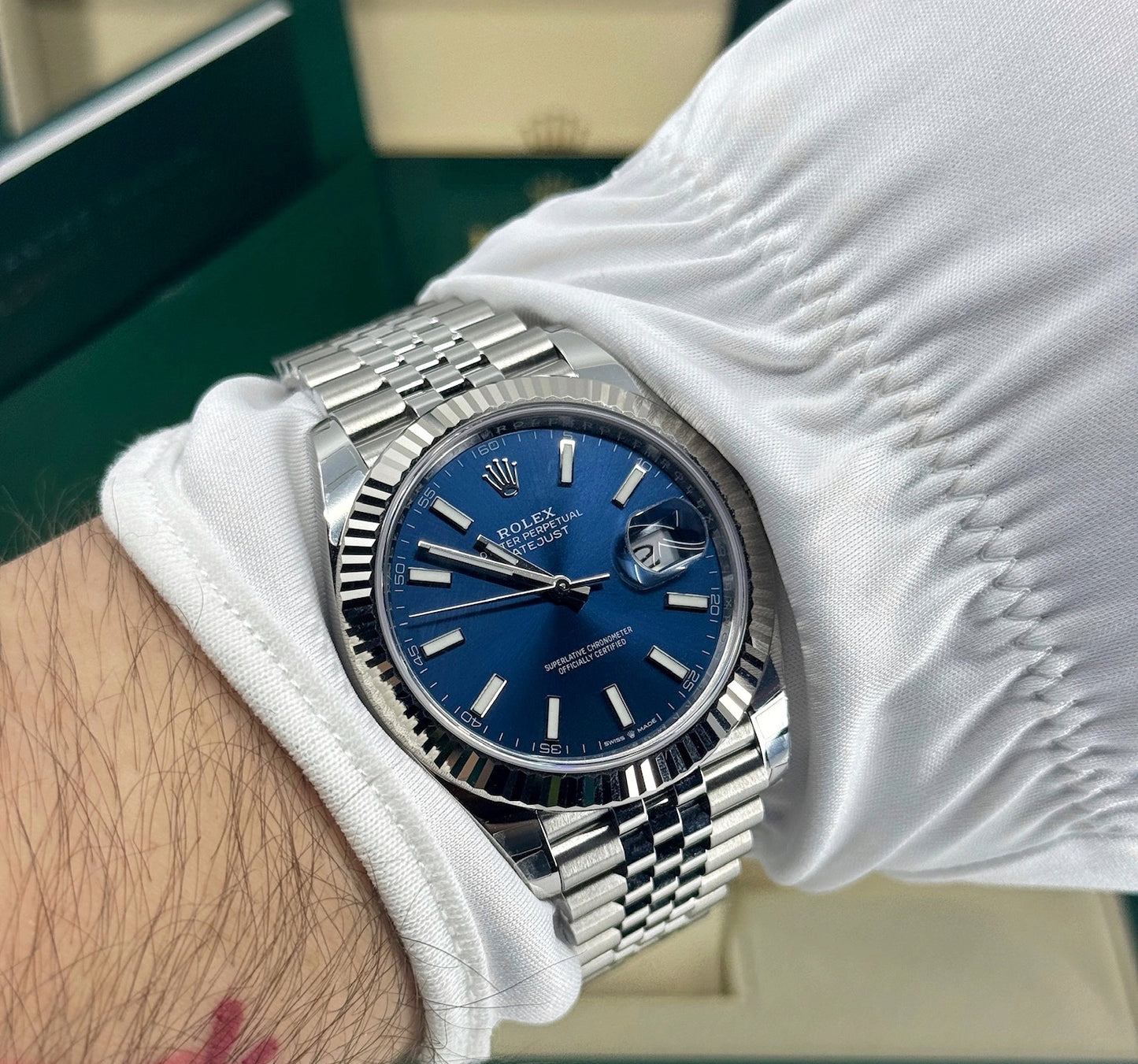 Rolex Datejust 41mm, Stainless Steel, Blue, Jubilee, Ref# 126334-0002, dated 2024