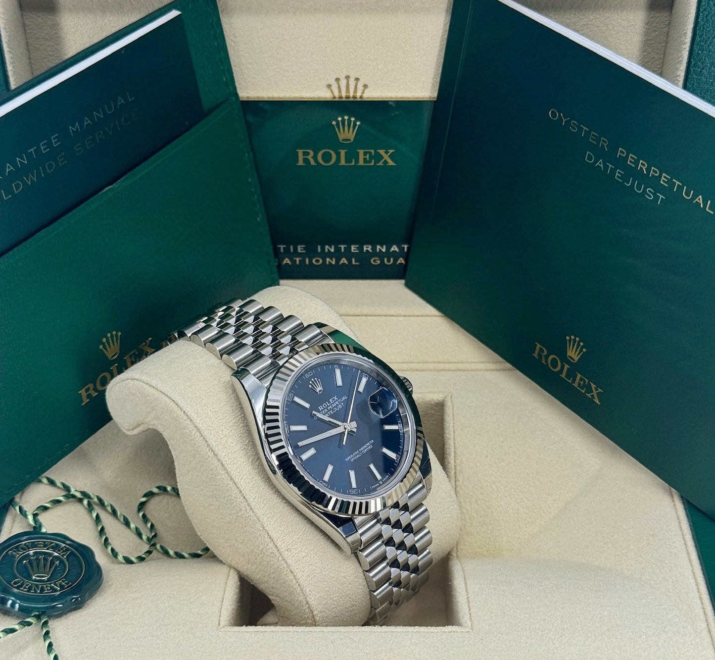 Rolex Datejust 41mm, Stainless Steel, Blue, Jubilee, Ref# 126334-0002, dated 2024