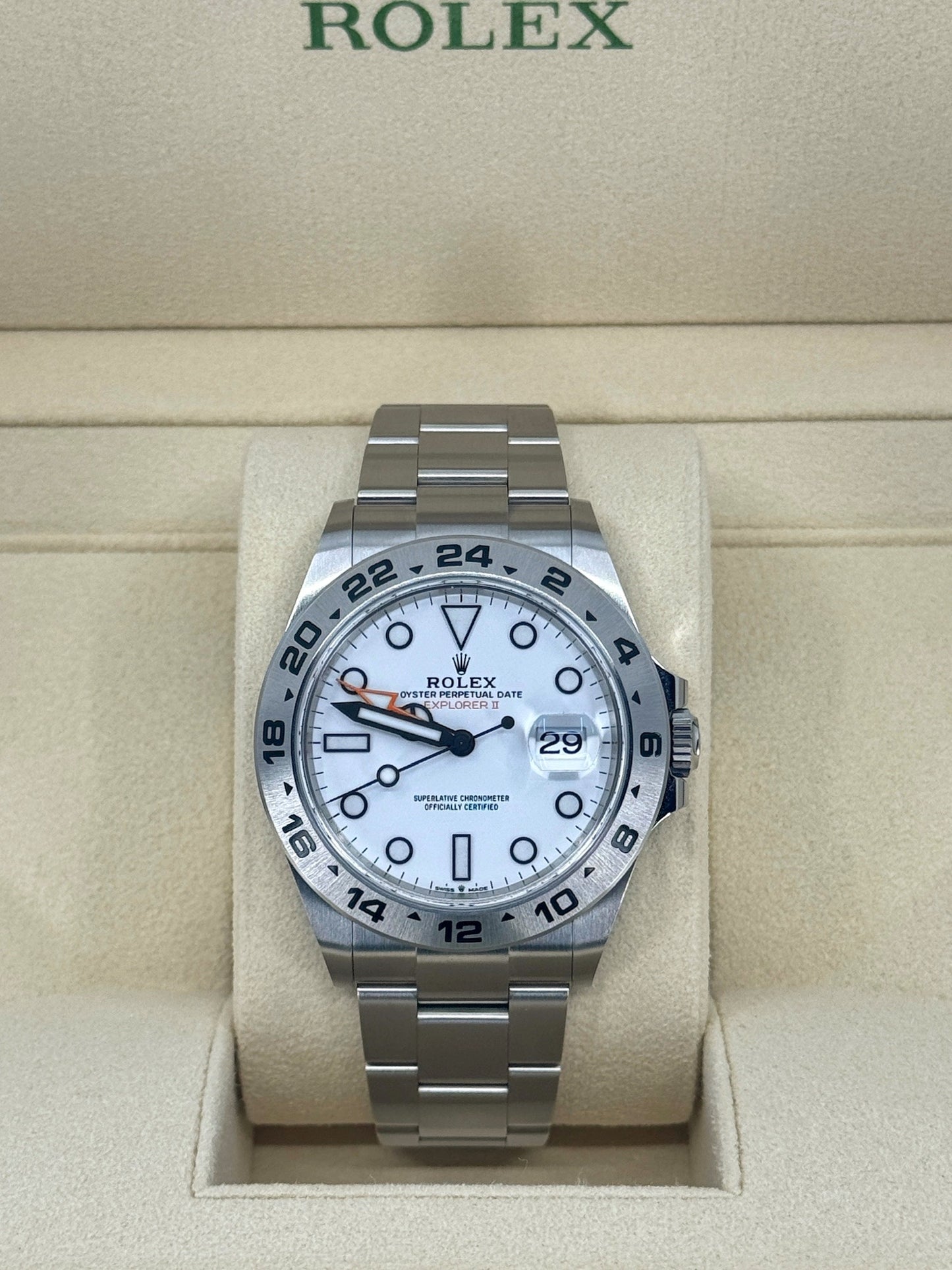 Pre-owned Rolex Explorer II, 42mm, Stainless Steel, Polar, White, Ref# 226570-0001, dated 2023