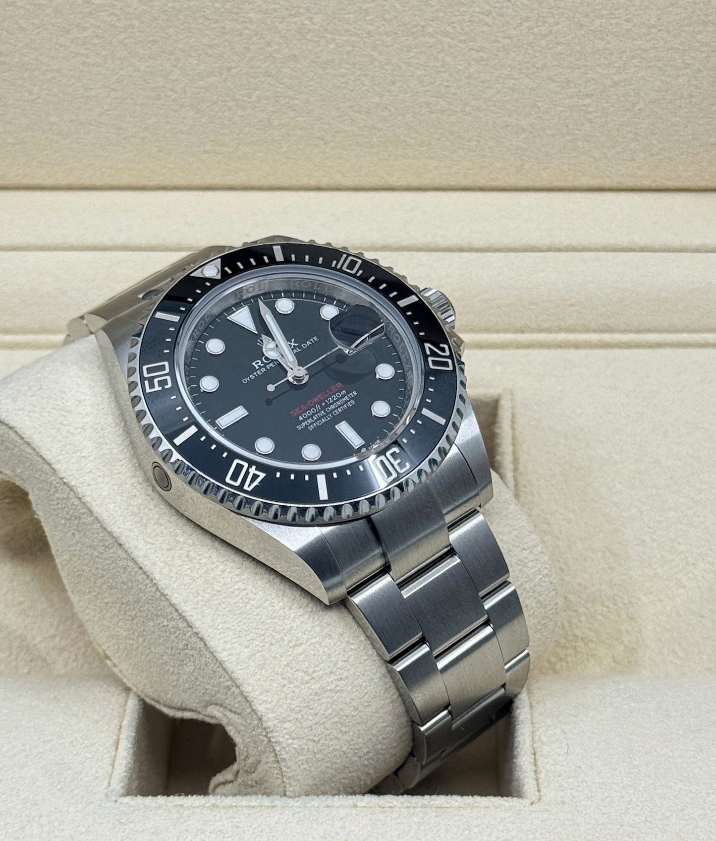 Pre-owned Rolex Sea-Dweller 43mm, Stainless Steel, Red Letters, Black, Ref# 126600, dated 2023