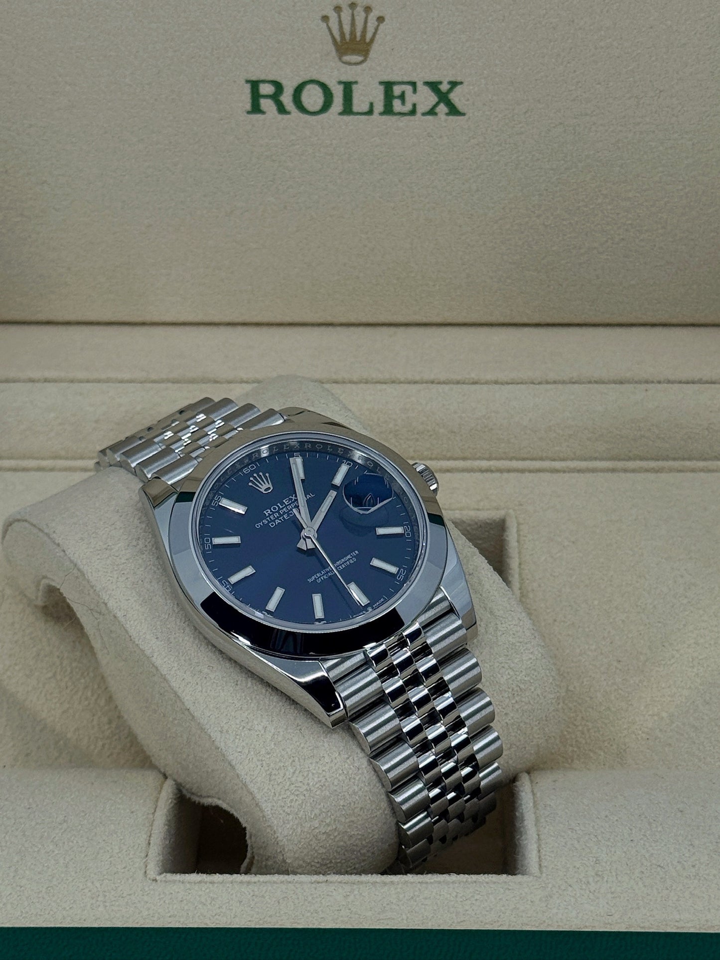 Pre-owned Rolex Datejust 41mm, Stainless Steel, Blue, Jubilee, Ref# 126300-0002, dated 2023