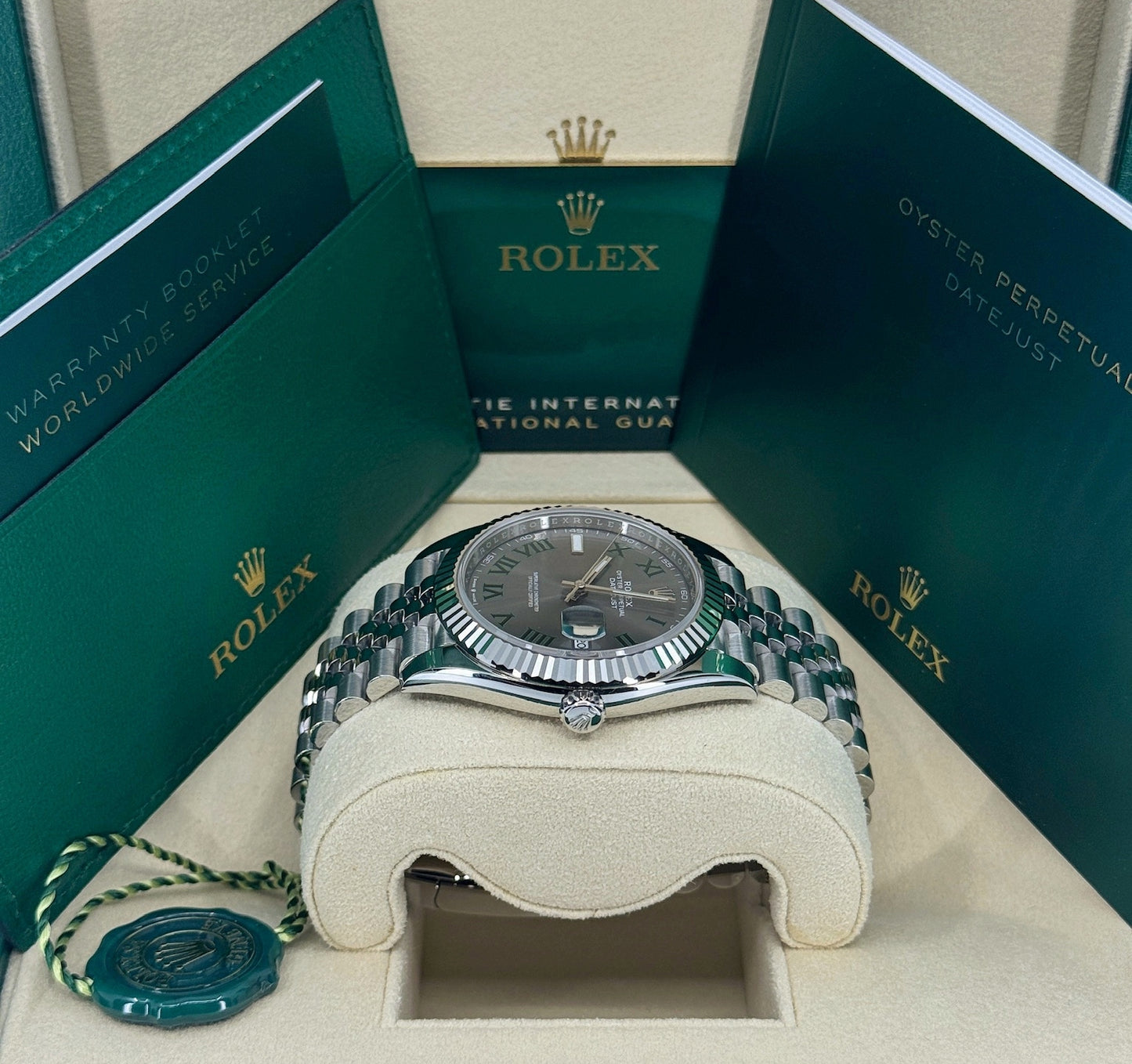 Rolex Datejust 41mm, Stainless Steel, Wimbledon, Slate, Jubilee, Ref# 126334-0022, dated 2024