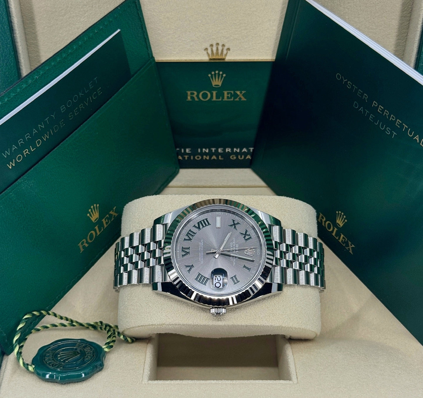 Rolex Datejust 41mm, Stainless Steel, Wimbledon, Slate, Jubilee, Ref# 126334-0022, dated 2024