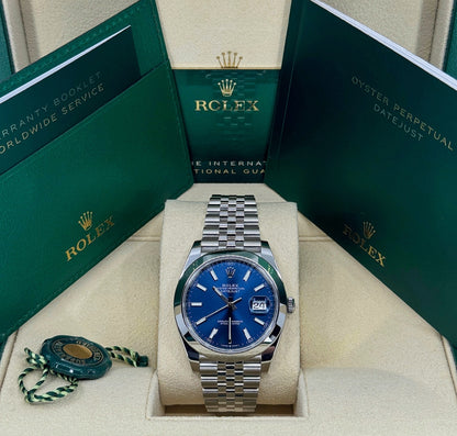 Rolex Datejust 41mm, Stainless Steel, Blue, Jubilee, Ref# 126300-0002, dated 2024