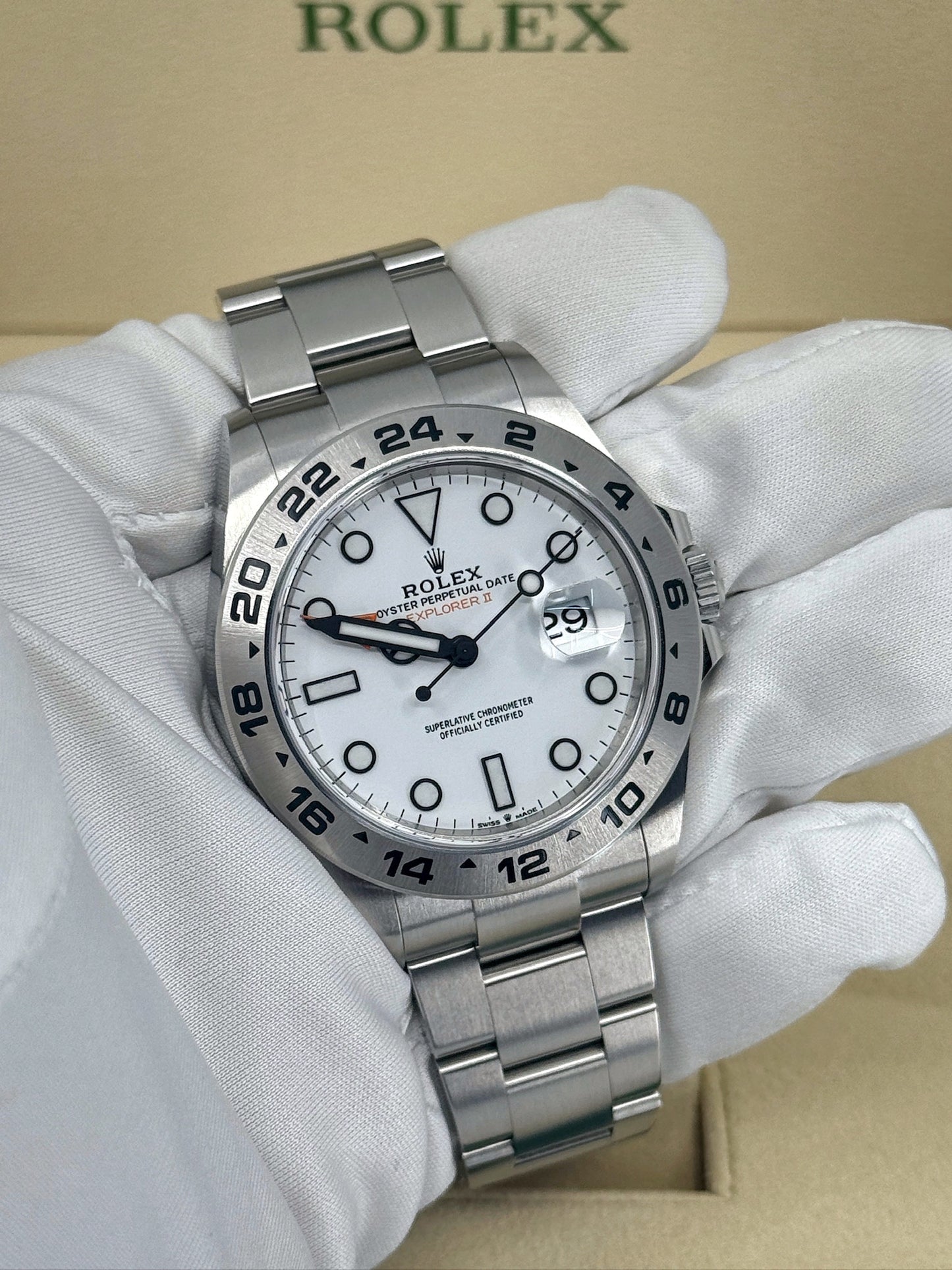 Pre-owned Rolex Explorer II, 42mm, Stainless Steel, Polar, White, Ref# 226570-0001, dated 2023