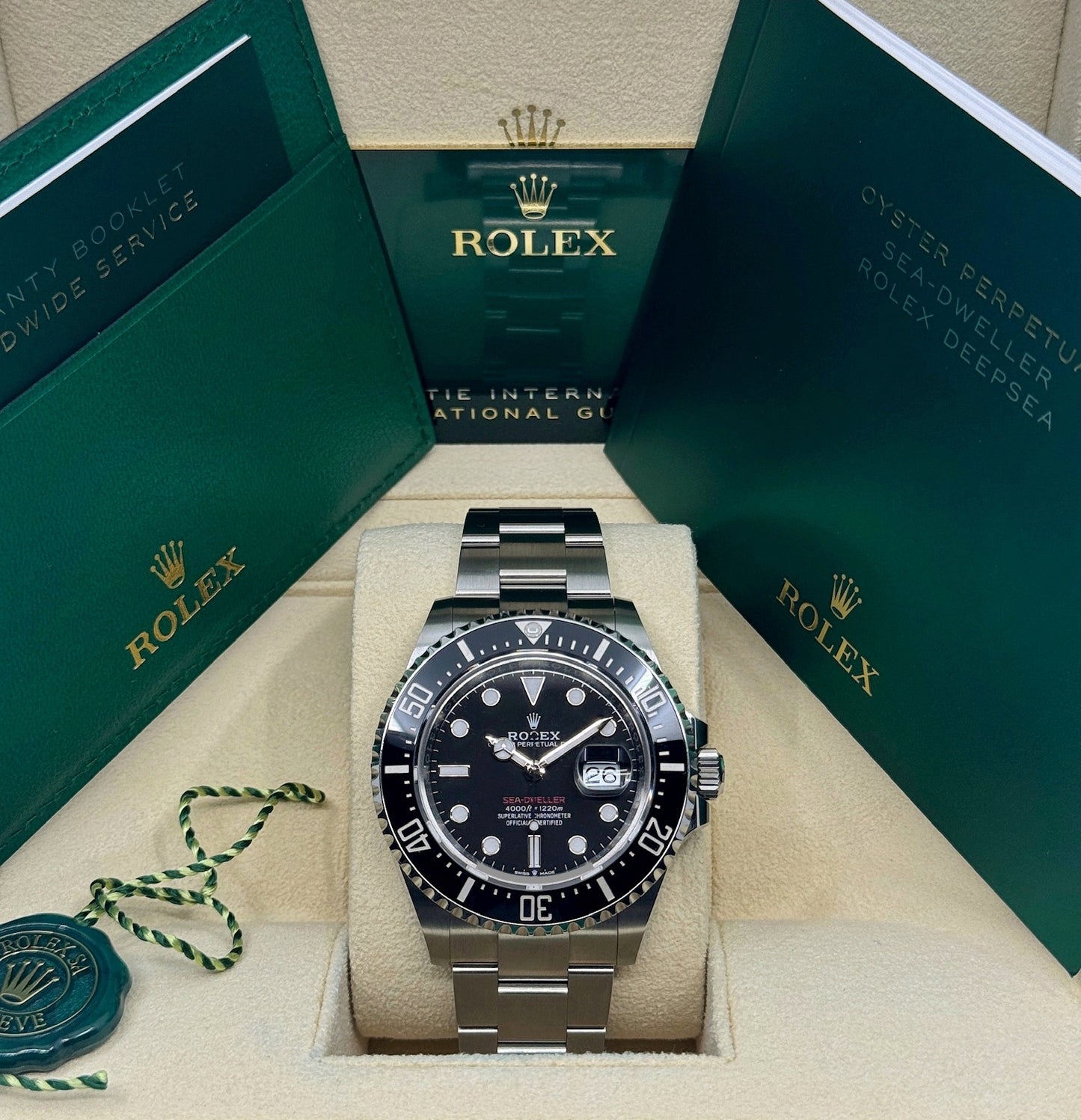 Rolex Sea-Dweller 43mm, Stainless Steel, Red Letters, Black, Ref# 126600, dated 2024