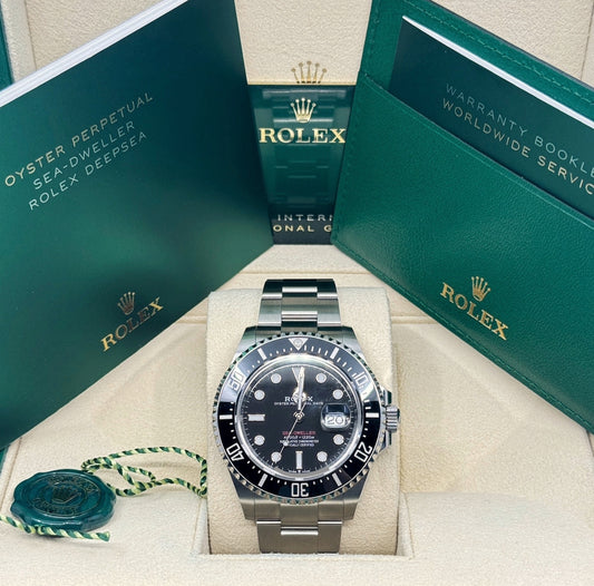 Pre-owned Rolex Sea-Dweller 43mm, Stainless Steel, Red Letters, Black, Ref# 126600, dated 2023