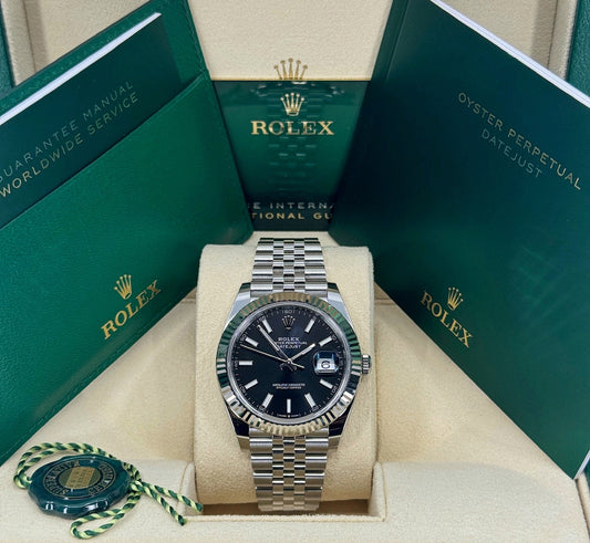 Rolex Datejust 41mm, Stainless Steel, Black, Jubilee, Ref# 126334-0018, dated 2024