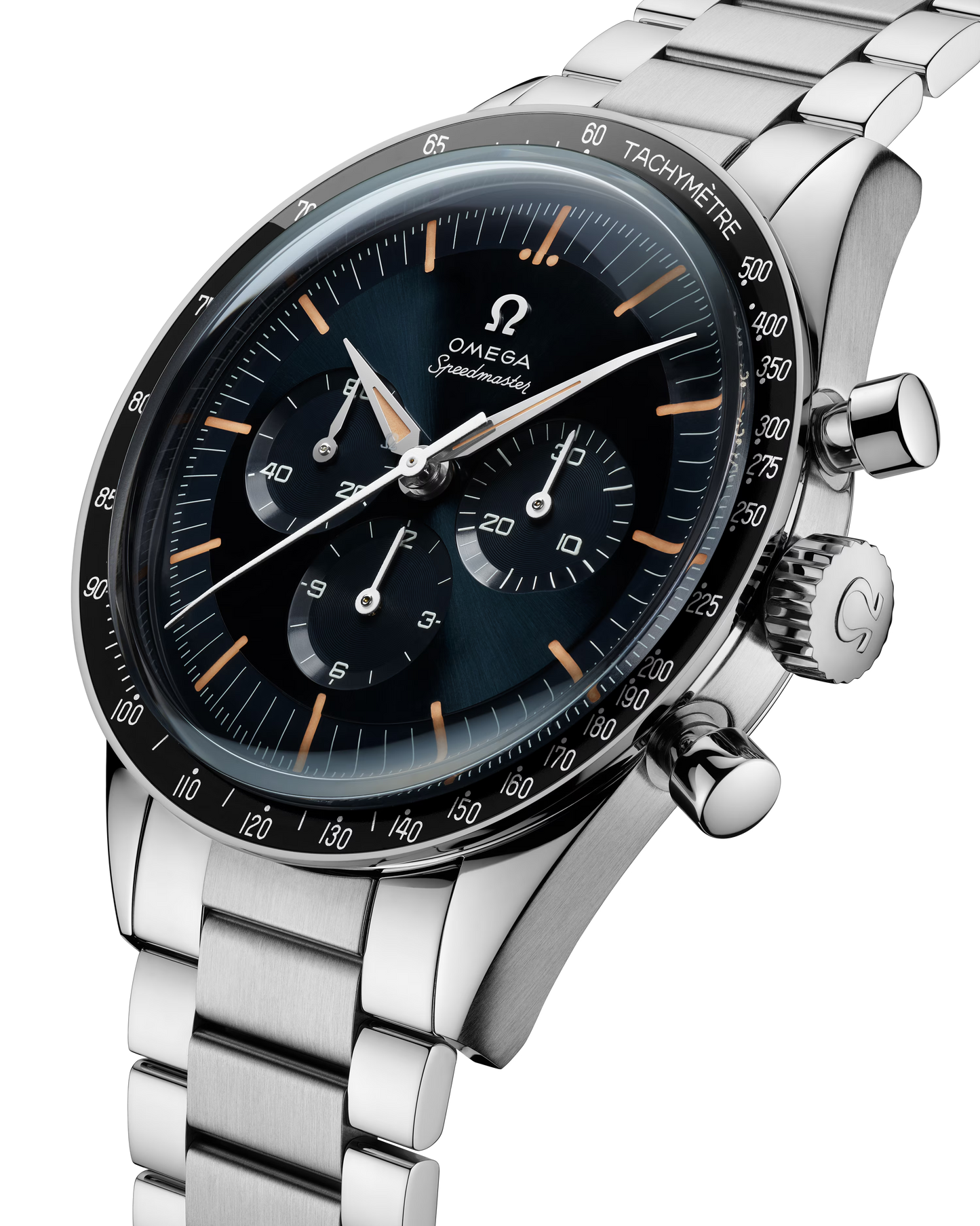 Omega Speedmaster, First in Space, 39.7mm, Stainless Steel, Blue‑Grey, Ref# 310.30.40.50.06.001, dated 2025