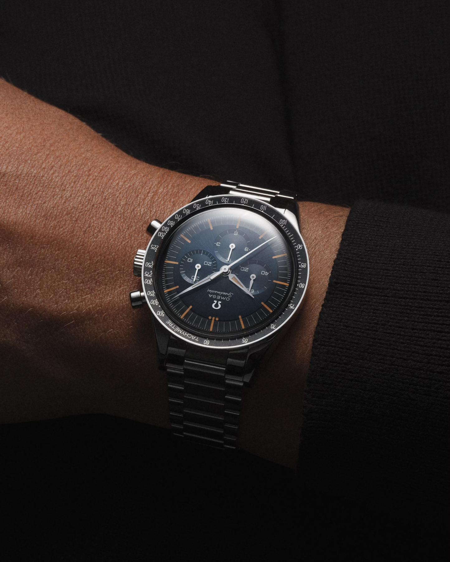 Omega Speedmaster, First in Space, 39.7mm, Stainless Steel, Blue‑Grey, Ref# 310.30.40.50.06.001, dated 2025