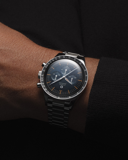 Omega Speedmaster, First in Space, 39.7mm, Stainless Steel, Blue‑Grey, Ref# 310.30.40.50.06.001, dated 2025