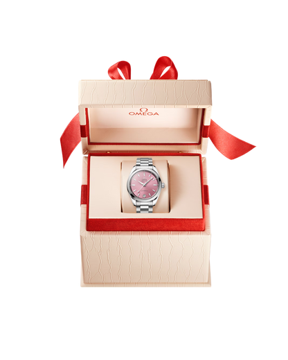Omega Seamaster Aqua Terra Shades 34mm, Steel, Pink, Ref# 220.10.34.20.10.003, dated 2026