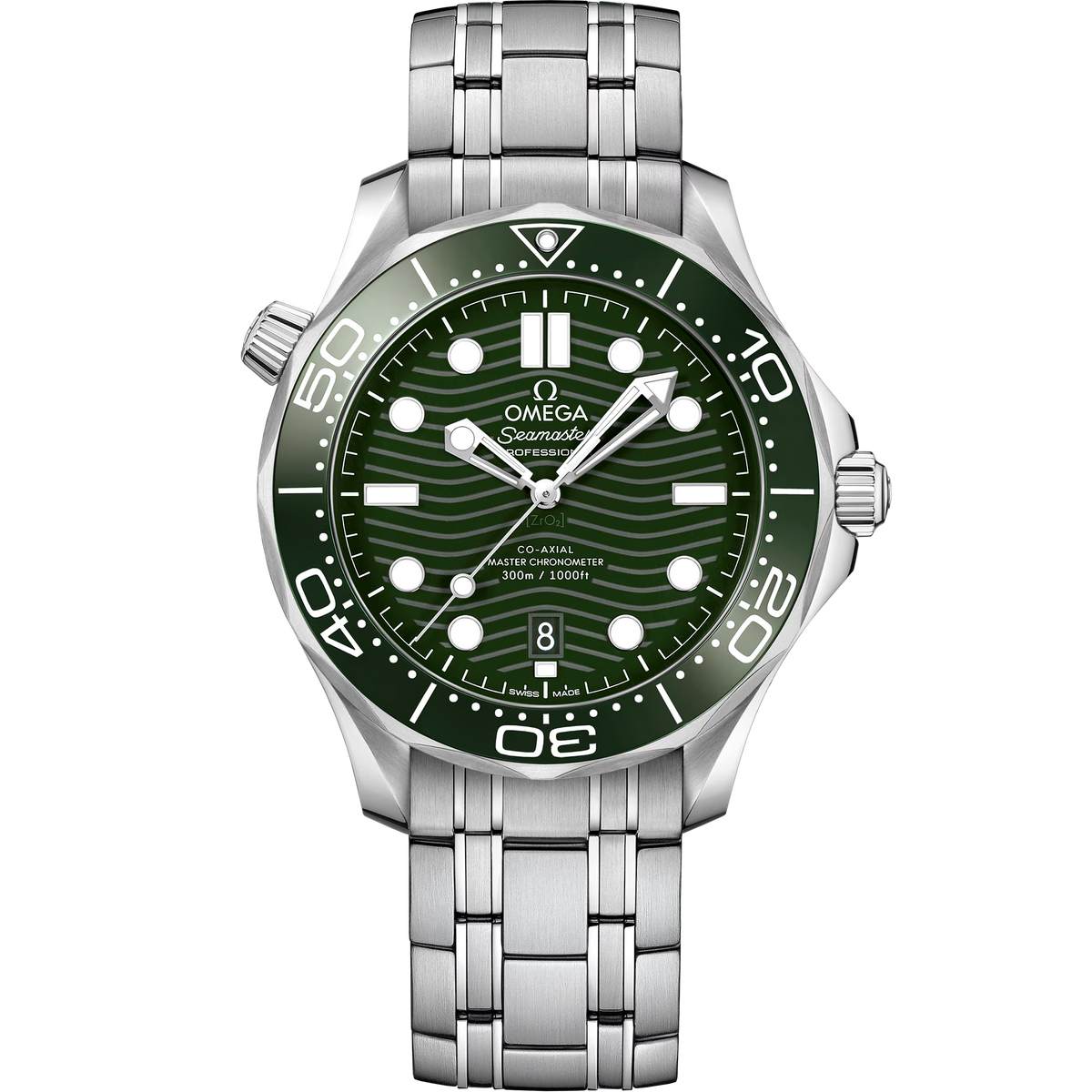 Omega Seamaster Professional Diver 300M, 42mm, Stainless Steel, Green, Ref# 210.30.42.20.10.001, dated 2026