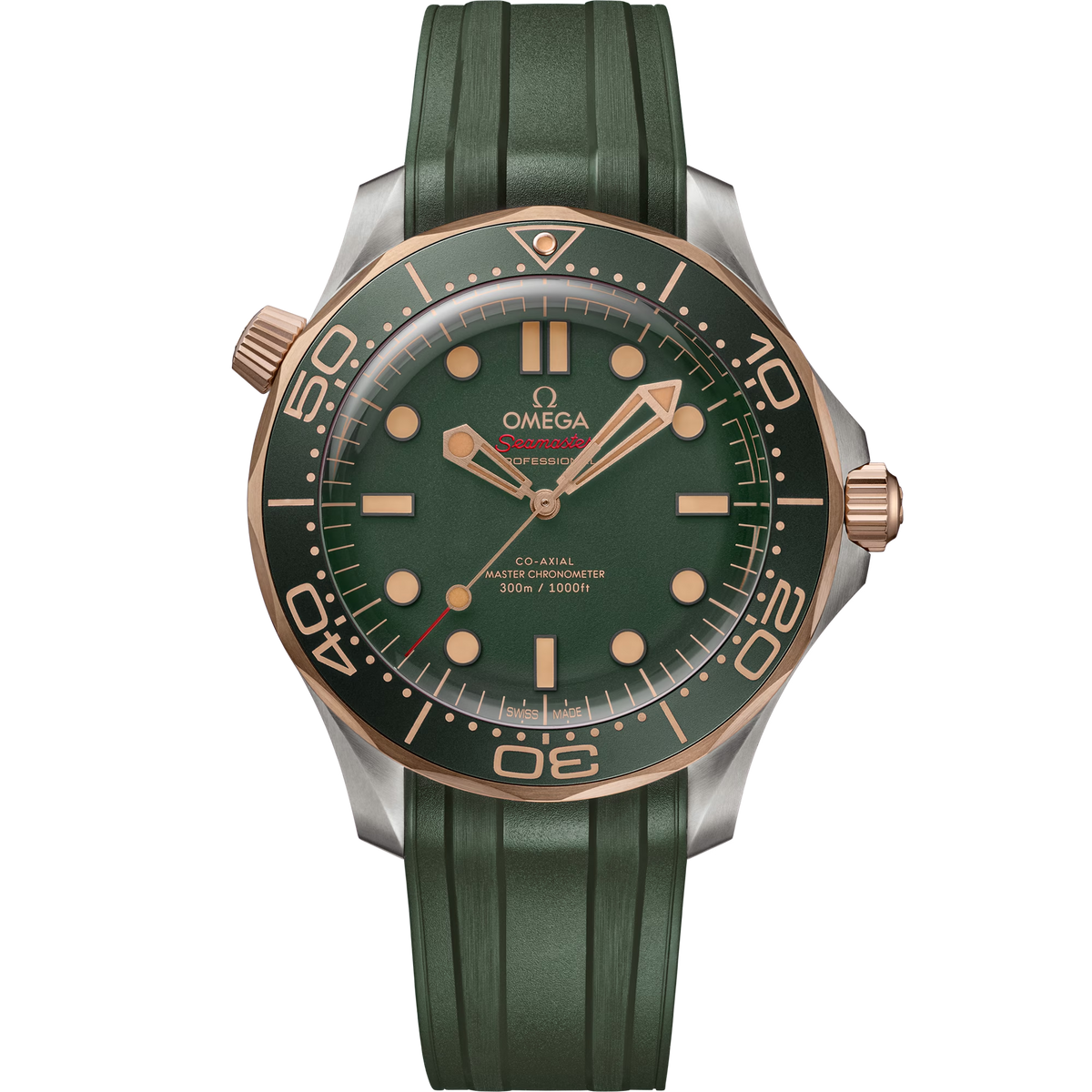 Omega Seamaster Diver 300M, 42mm, Titanium & Bronze Gold, Green, Ref# 210.92.42.20.10.001, dated 2026