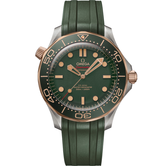 Omega Seamaster Diver 300M, 42mm, Titanium & Bronze Gold, Green, Ref# 210.92.42.20.10.001, dated 2026
