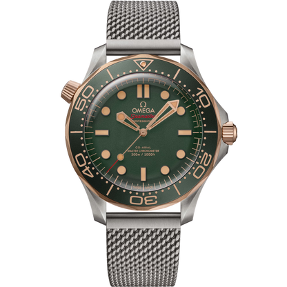 Omega Seamaster Diver 300M, 42mm, Titanium & Bronze Gold, Green, Ref# 210.90.42.20.10.001, dated 2026