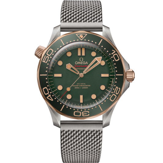 Omega Seamaster Diver 300M, 42mm, Titanium & Bronze Gold, Green, Ref# 210.90.42.20.10.001, dated 2026