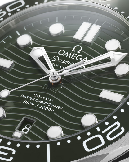 Omega Seamaster Professional Diver 300M, 42mm, Stainless Steel, Green, Ref# 210.30.42.20.10.001, dated 2026