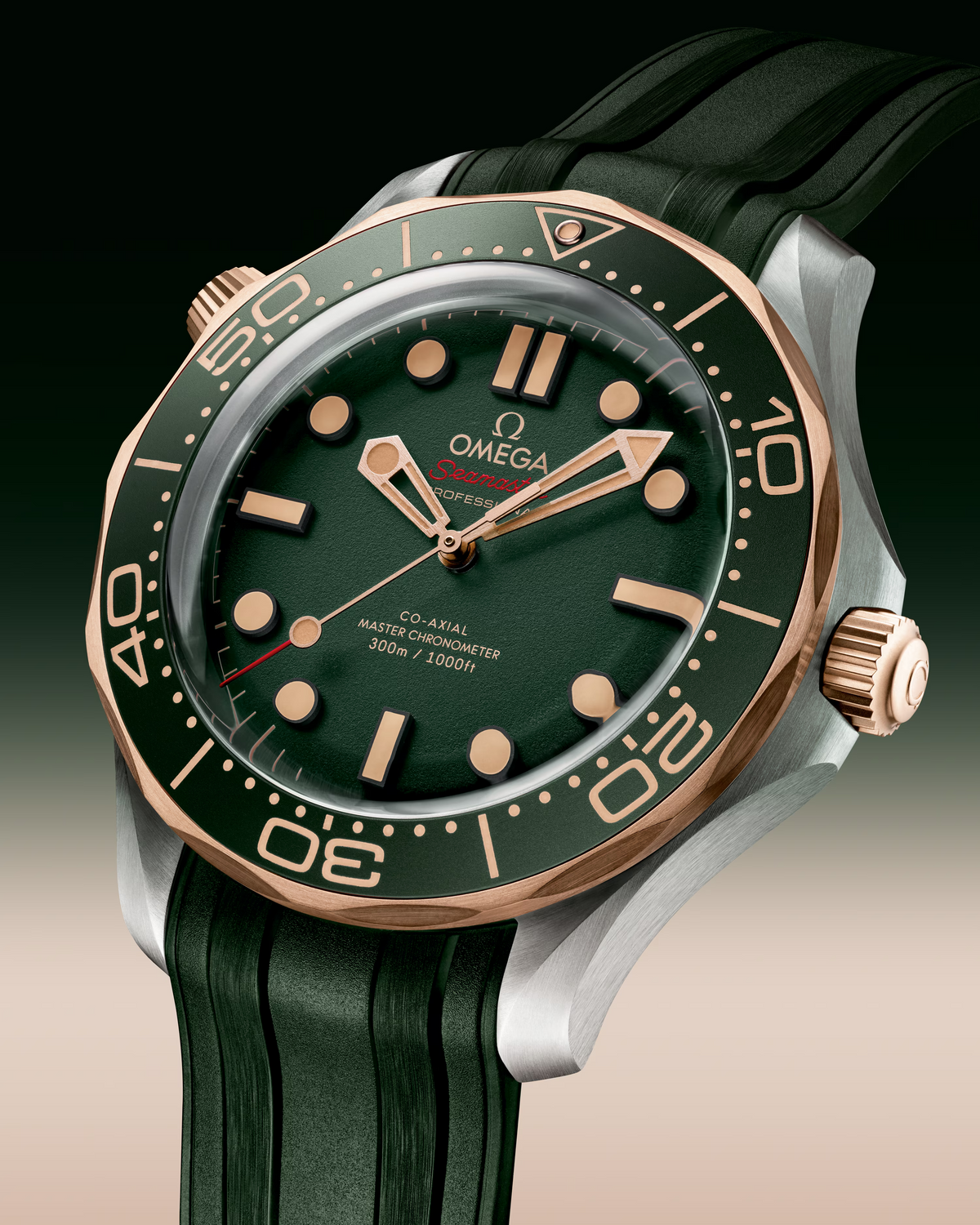 Omega Seamaster Diver 300M, 42mm, Titanium & Bronze Gold, Green, Ref# 210.92.42.20.10.001, dated 2026