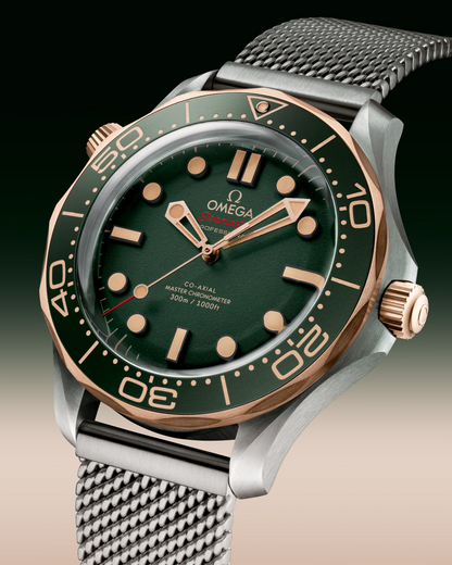 Omega Seamaster Diver 300M, 42mm, Titanium & Bronze Gold, Green, Ref# 210.90.42.20.10.001, dated 2026