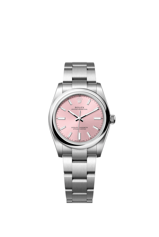 Rolex Oyster Perpetual 34mm, Stainless Steel, Pink, Ref# 124200-0004