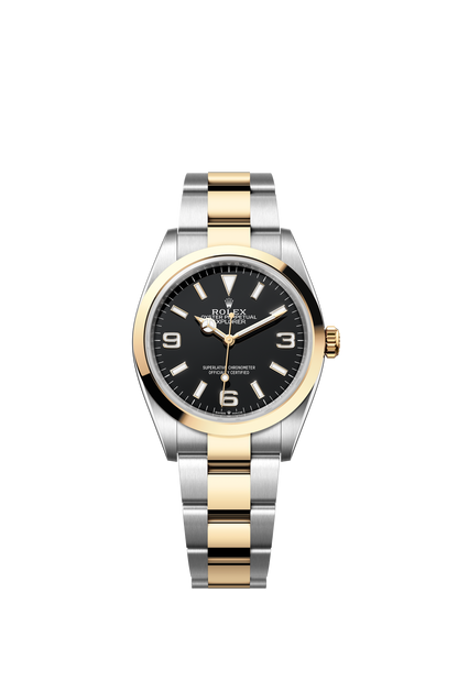 Rolex Explorer 36mm, 18k YG & Stainless Steel, Black, Ref# 124273